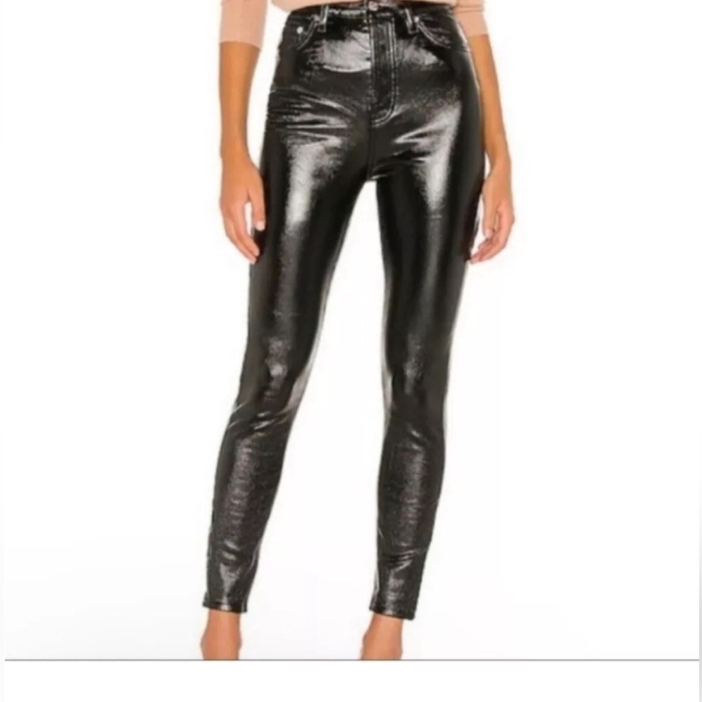 New  We The Free Vegan Patent Leather Pant Button Fly 5 Pocket  27
